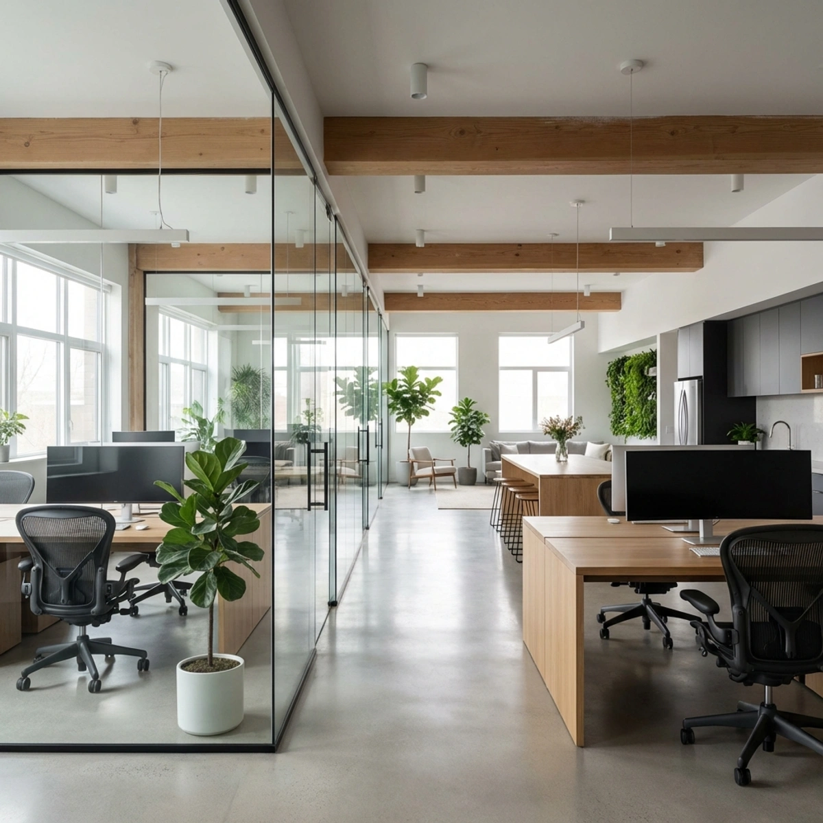 Réaménagement minimaliste d'espaces de bureaux